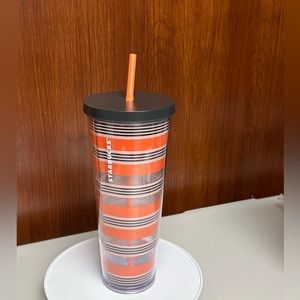 Starbucks Cold Drinks Tumbler 24 Oz - orange/brown stripes